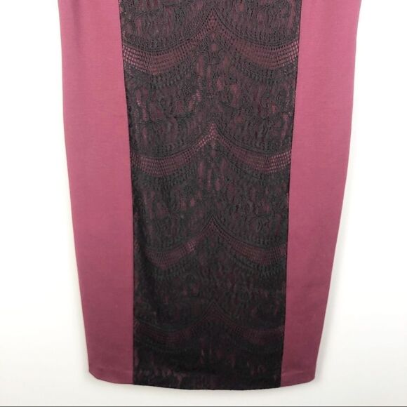 MAGASCHONI | Lace Panel Shift Dress Burgundy Black Women’s Size 10 - Picture 4 of 9